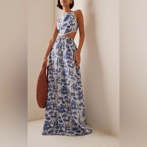 STAUD MYLA DRESS IN BLUE TOILE- new with tags